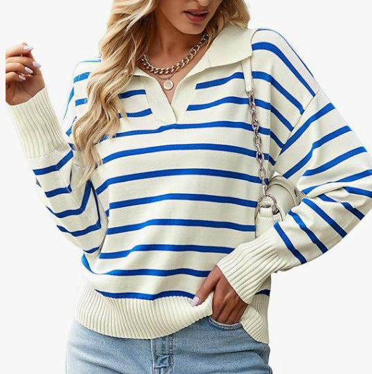 Women's Fashion Comfortable Striped Long Sleeve Sweater