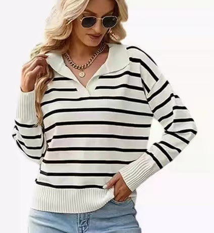 Women's Fashion Comfortable Striped Long Sleeve Sweater