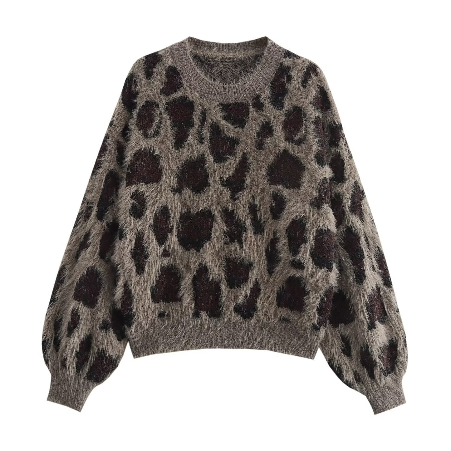 Autumn and winter new women's clothing new fashion leopard jacquard round neck pullover knitted long sleeve sweater