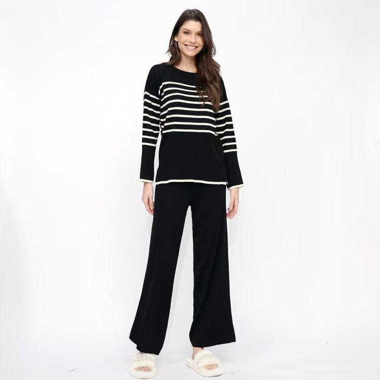 Women's autumn and winter sweaters women's lazy style suits wear casual striped versatile sweaters