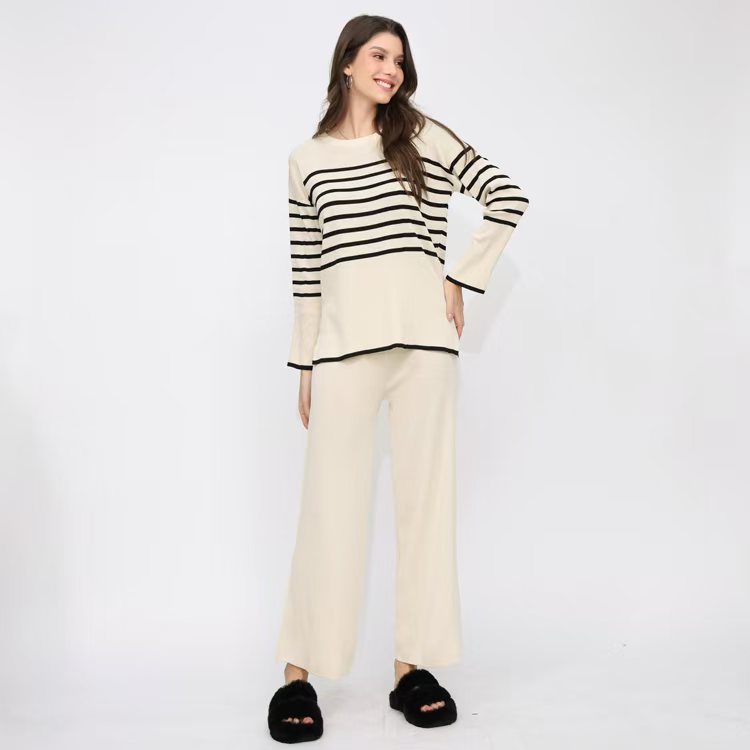 Women's autumn and winter sweaters women's lazy style suits wear casual striped versatile sweaters