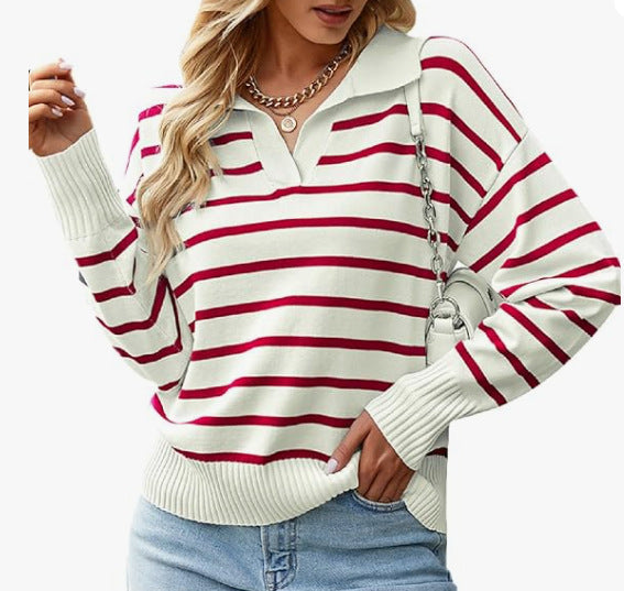 Women's Fashion Comfortable Striped Long Sleeve Sweater