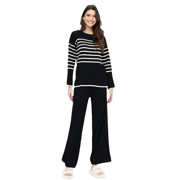 Women's autumn and winter sweaters women's lazy style suits wear casual striped versatile sweaters